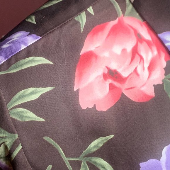 JONES NEW YORK Silk Button Up Floral Sheer Blouse M - Picture 4 of 9